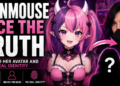 Ironmouse VTuber avatar with pink and purple hair and small horns