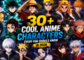 Cool anime characters including Gojo Satoru, Levi Ackerman, and Killua Zoldyck side by side