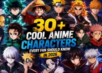 Cool anime characters including Gojo Satoru, Levi Ackerman, and Killua Zoldyck side by side