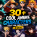 Cool anime characters including Gojo Satoru, Levi Ackerman, and Killua Zoldyck side by side