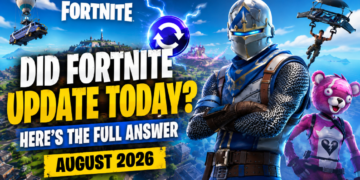 Fortnite update download screen showing patch status check on gaming console