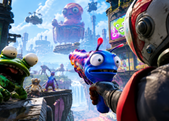 High on Life game gameplay in a colourful alien world