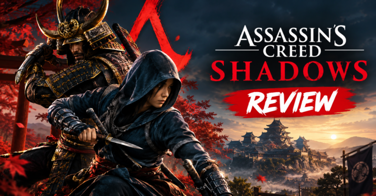 Assassin's Creed Shadows review featuring Naoe and Yasuke in feudal Japan